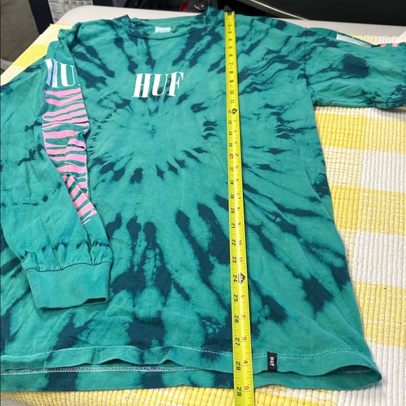 HUF Worldwide Tie Dye Long Sleeve T-shirt Green Pink Large - Picture 8 of 10